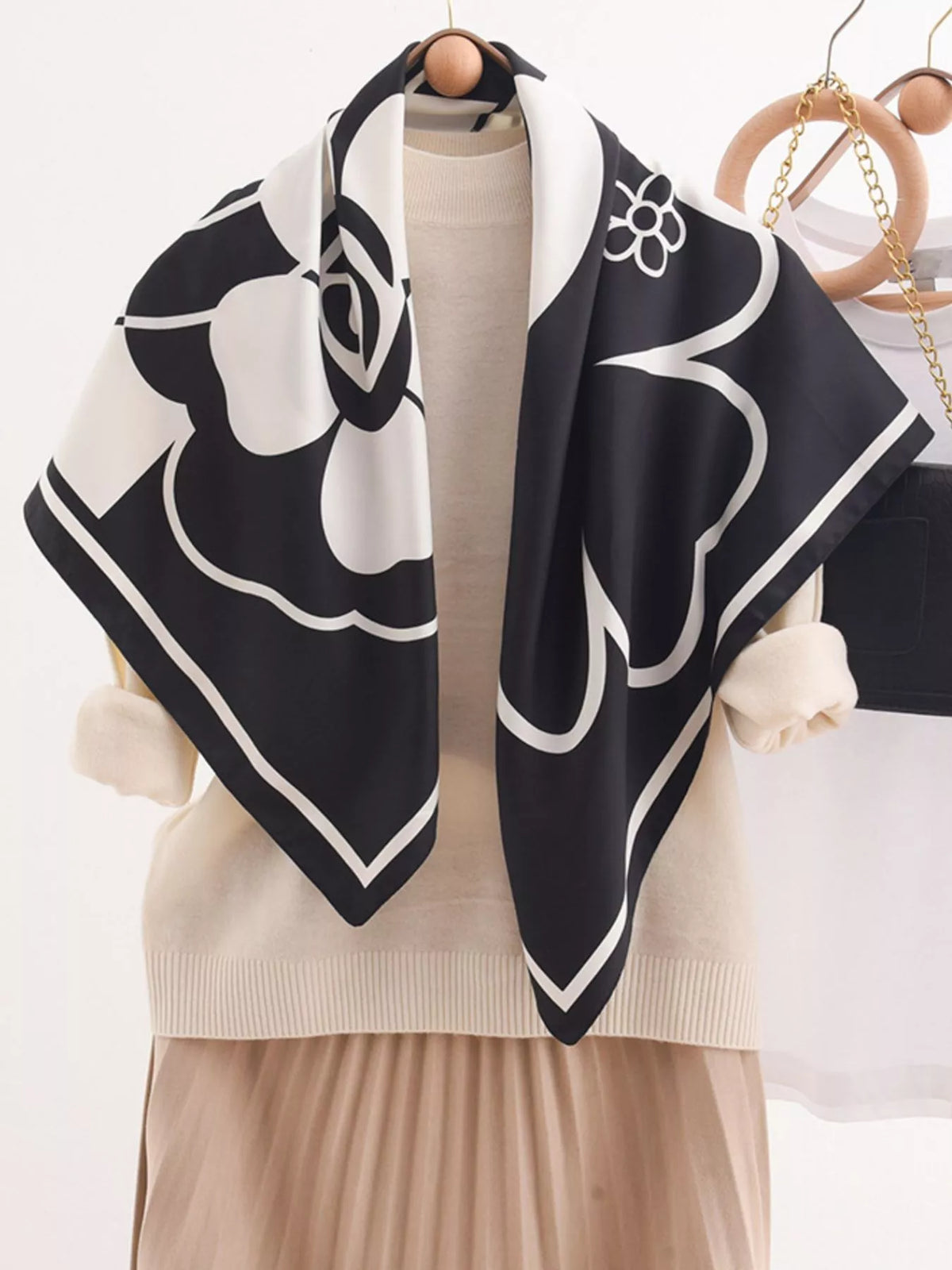 Flower Print Square Scarf