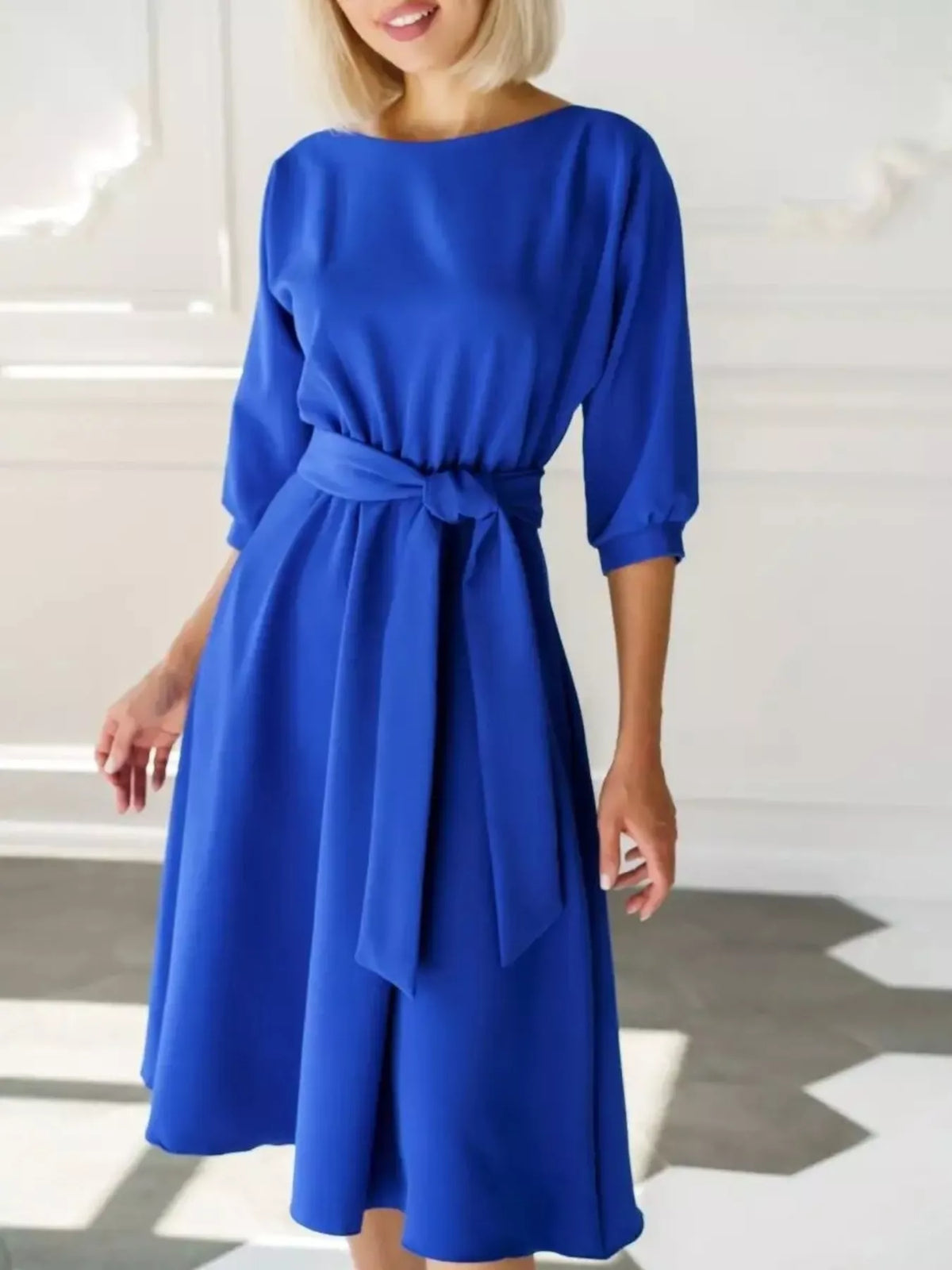 Belted Midi Dress with Pockets | S–XXL