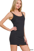 Zenana Ponte Spaghetti-Strap Bodycon Mini Dress