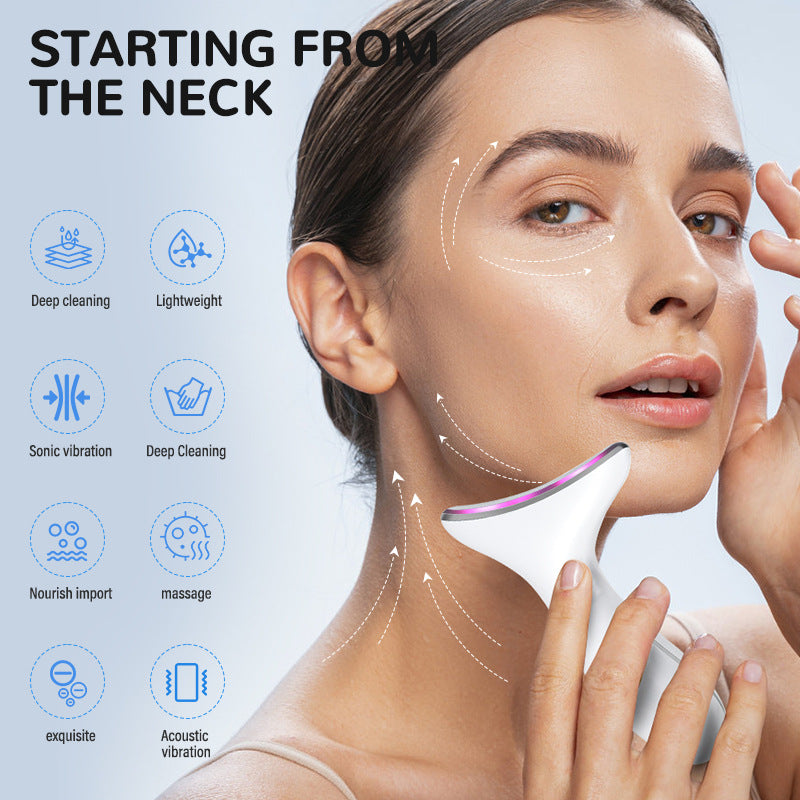 Luxury EMS Color Light Face & Neck Beauty Device — Lift, Firm & Slim with Vibration Massage — Eliza & Tuan