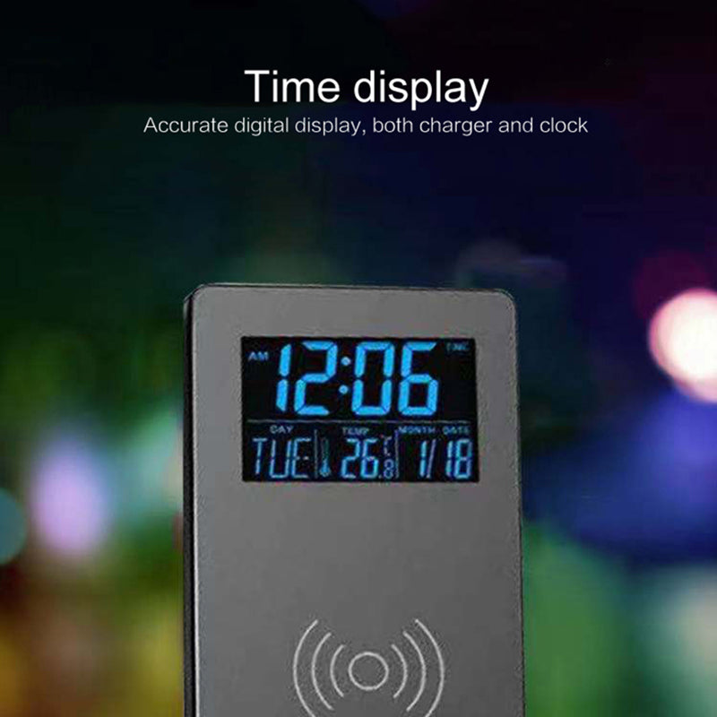 5-in-1 Bedside Alarm Clock — Wireless Charger, Phone Holder, Temp & Calendar — Prime Trend Market
