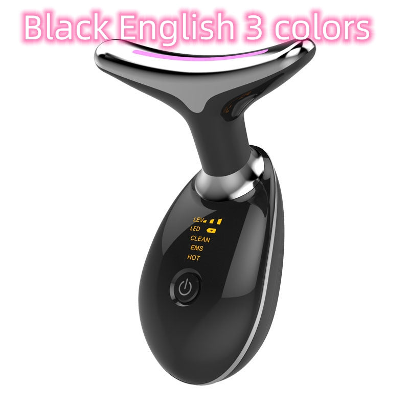Luxury 7-Color LED EMS Face & Neck Beauty Massager — Negative Ion, Infrared, Ultrasonic Skin Rejuvenation — Eliza & Tuan