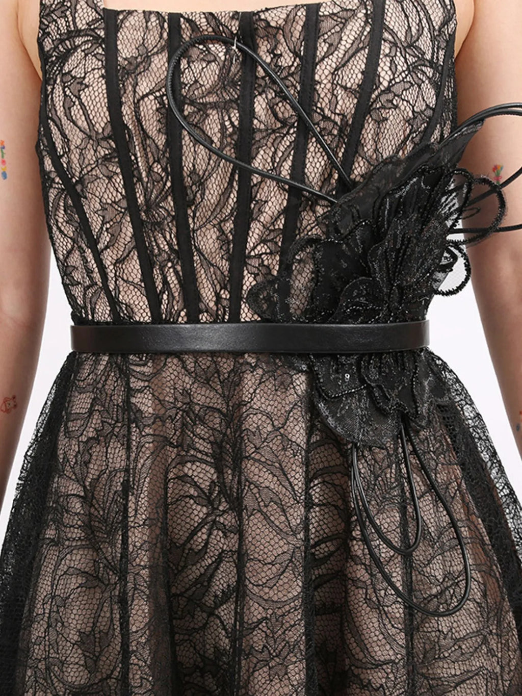 Lace Square-Neck Midi Dress