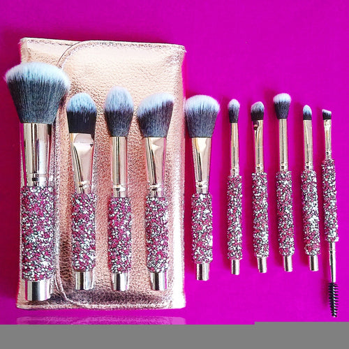 10-in-1 Diamond Inlaid Handmade Luxury Makeup Brush Set — Crystal Clear Edition — Prime Trend Market