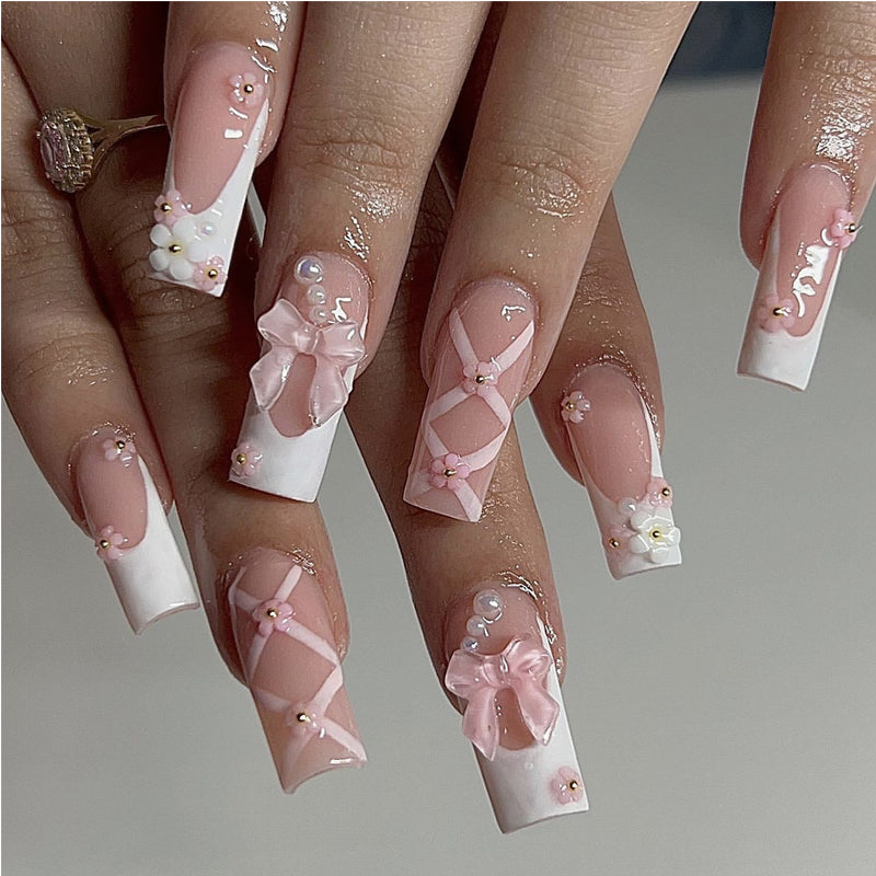 Planet Diamond Star Press-On Nails – 24 PCS Long Square | Celestial Galaxy Nail Art with Rhinestones — Prime Trend Market