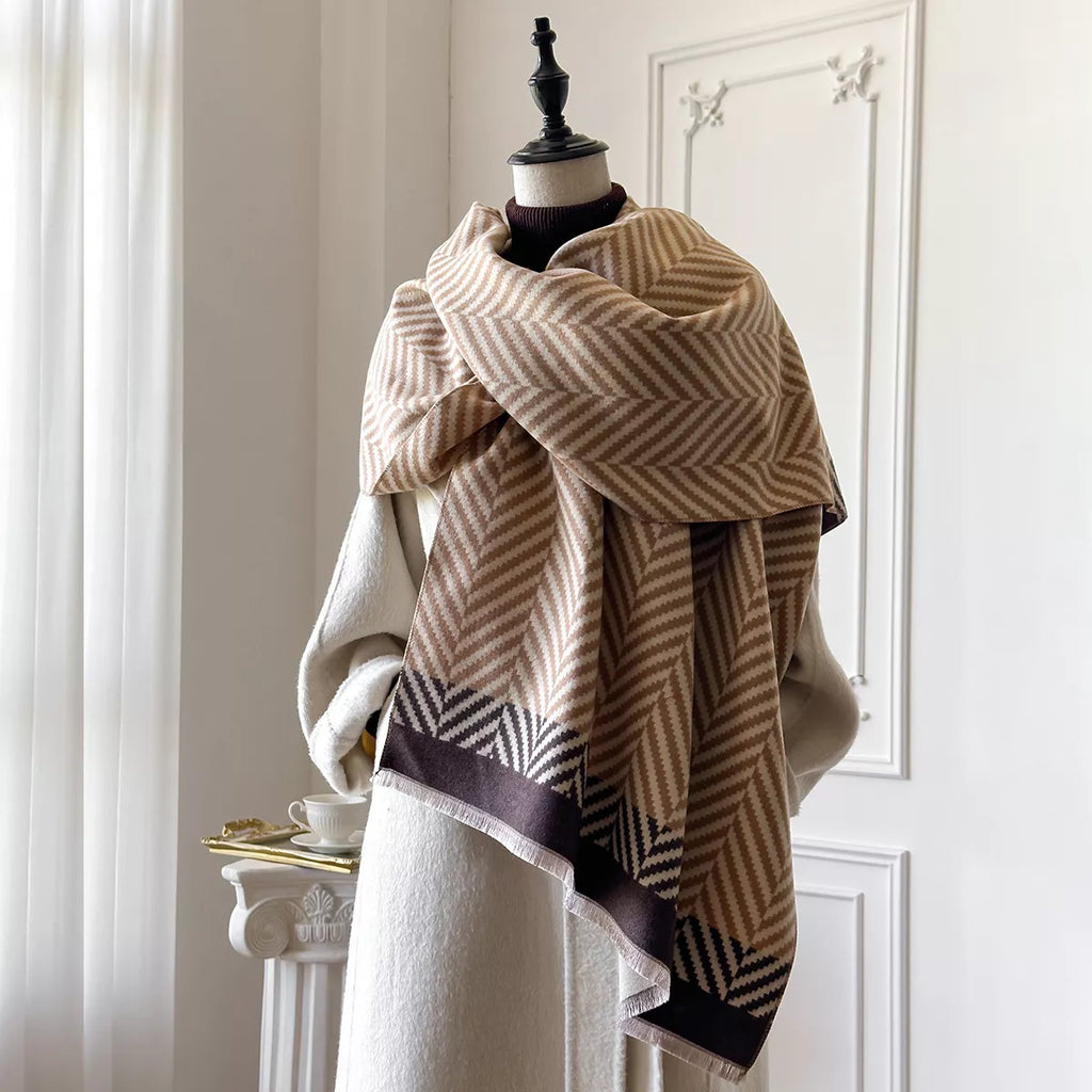 Cotton Patterned Raw-Hem Scarf