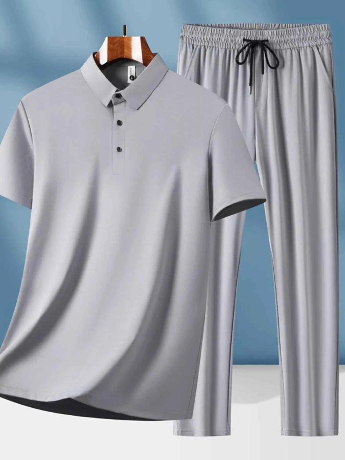 Men’s Button-Detail Top & Drawstring Pants Set