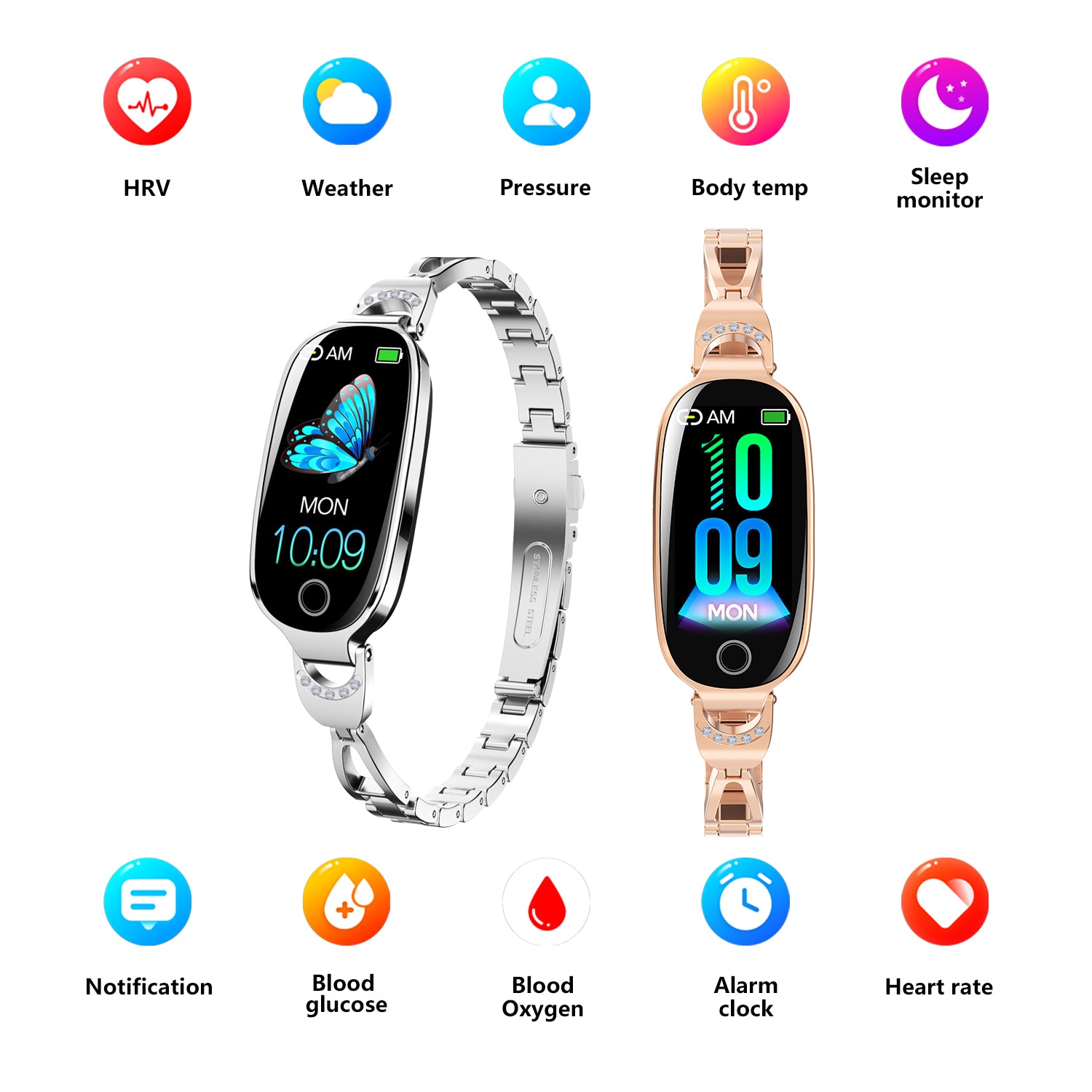 Luxury Women's Bling Smartwatch — Menstrual Cycle, Heart Rate, Remote Photography & More — Prime Trend Market