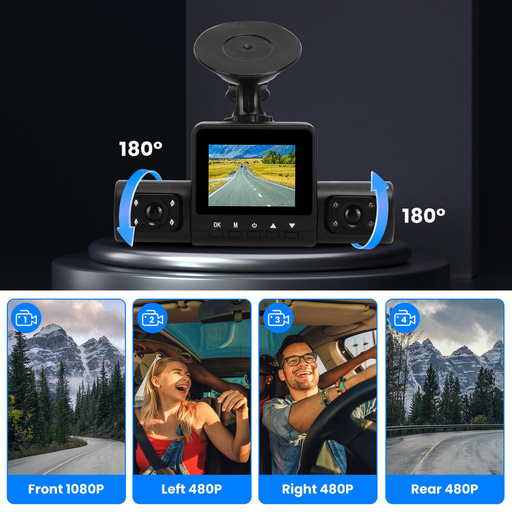 360° 4-Channel Dash Cam 1080P | IR Night Vision | Motion Detection | 32G MMC Included — Prime Trend Market