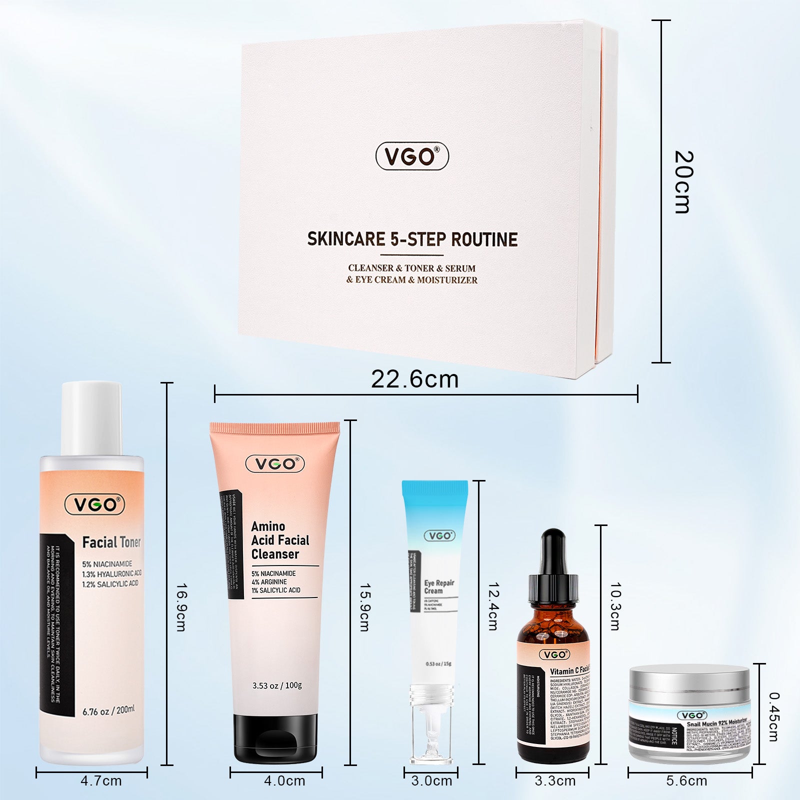 Complete Skincare Ritual Set — Cleanser + Toner + Serum + Eye Cream + Moisturizer — Prime Trend Market