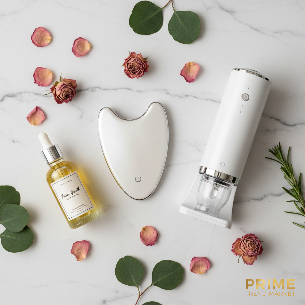 Anti-Aging Face Device Set Flat Lay