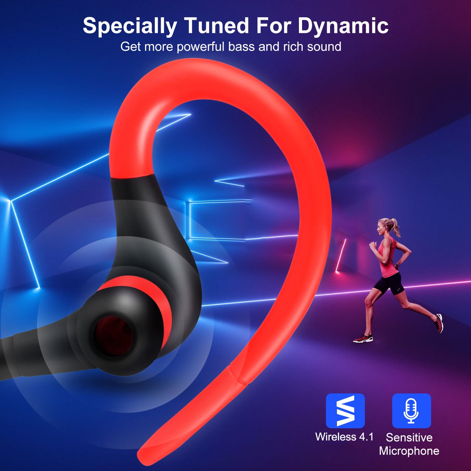 Wireless Sport In-Ear Earphones — Bluetooth V4.1, CVC6.0 Noise Cancellation, 4.5Hr Battery — Eliza & Tuan