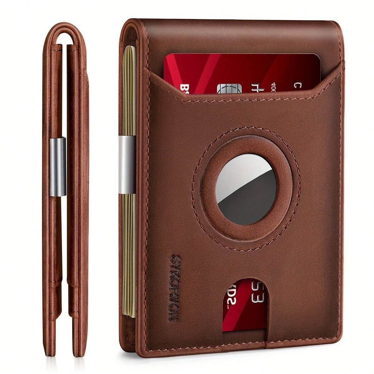 AirTag Wallet for Men – Slim Leather Bifold, RFID Blocking, Holds 11 Cards (AirTag Not Included) — Prime Trend Market