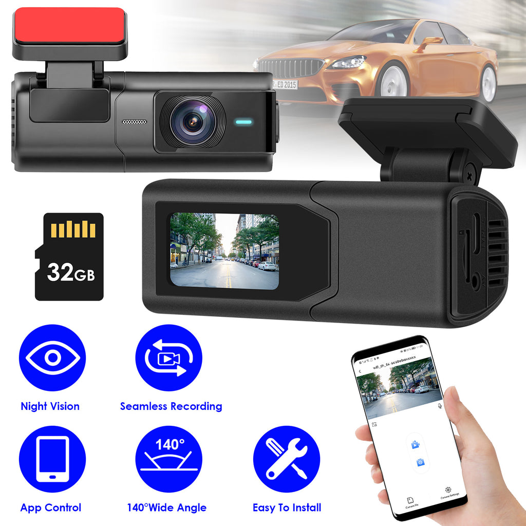 2K HD WiFi Front Dash Cam | Night Vision | App Control | 32G MMC | 140° Wide Angle — Prime Trend Market