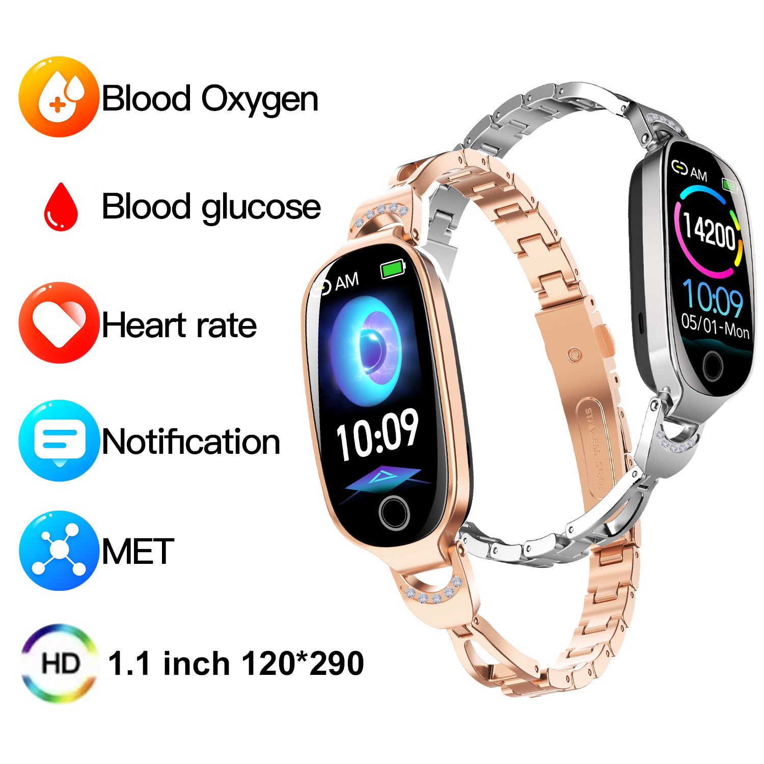 Luxury Women's Bling Smartwatch — Menstrual Cycle, Heart Rate, Remote Photography & More — Prime Trend Market