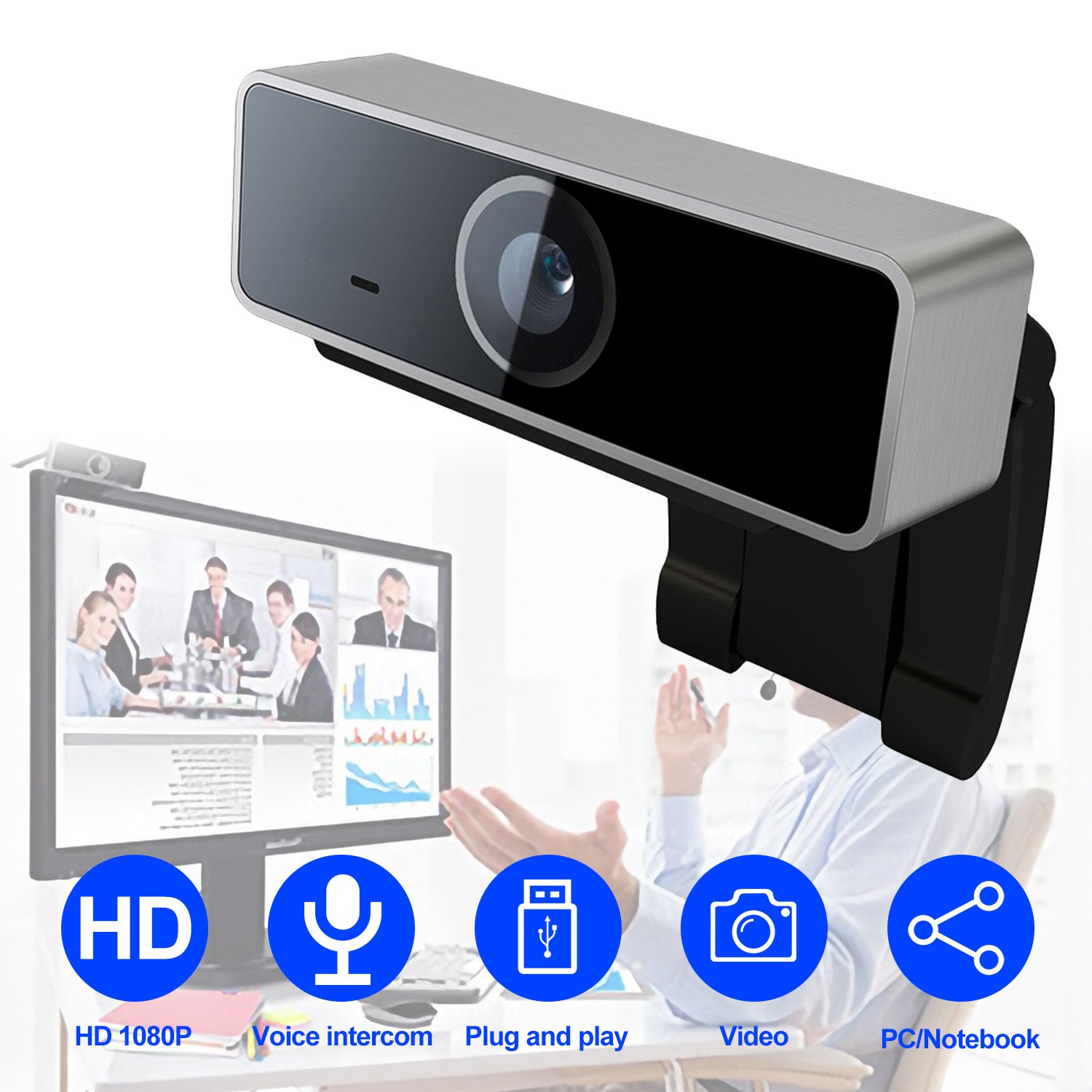 FHD 1080P Webcam with Microphone — USB Plug & Play for Streaming, Video Calls & Conferencing — Prime Trend Market