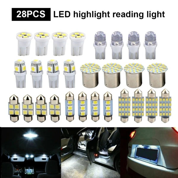 28Pcs Car Interior LED Bulb Kit – White Combo Map Dome Door Trunk License Plate — Prime Trend Market
