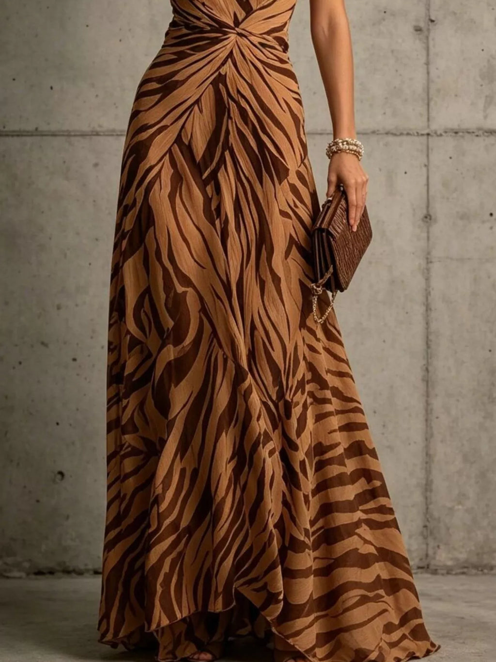 Halter-Neck Ruched Maxi Dress