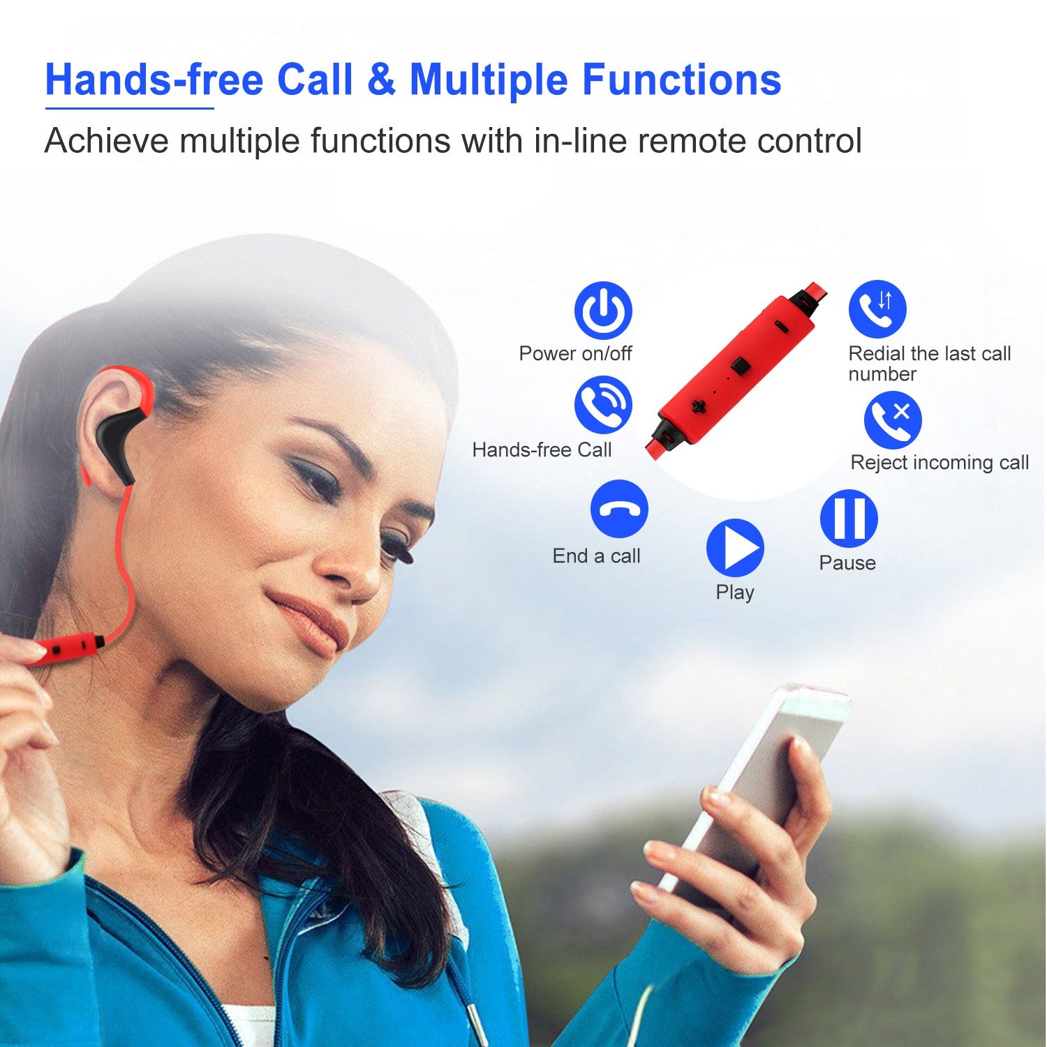 Wireless Sport In-Ear Earphones — Bluetooth V4.1, CVC6.0 Noise Cancellation, 4.5Hr Battery — Eliza & Tuan