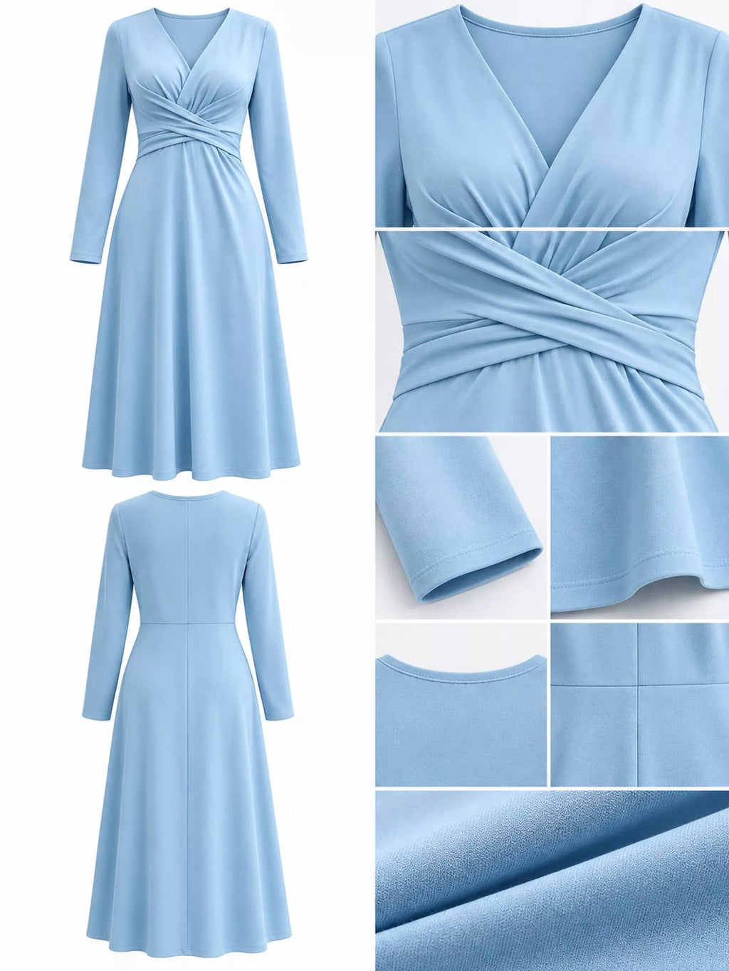 V-Neck Crisscross Ruched Dress, Long-Sleeve & Sleeveless, S–3XL