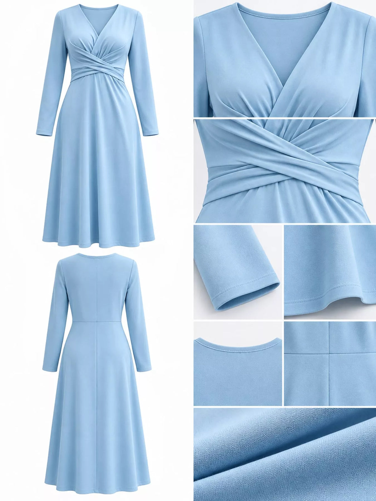 V-Neck Crisscross Ruched Dress, Long-Sleeve & Sleeveless, S–3XL