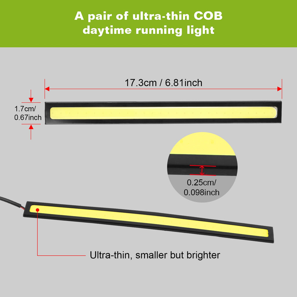 LED Daytime Running Lights for Cars — COB DRL Strip, IP45 Waterproof, 12V, 2Pcs — Eliza & Tuan