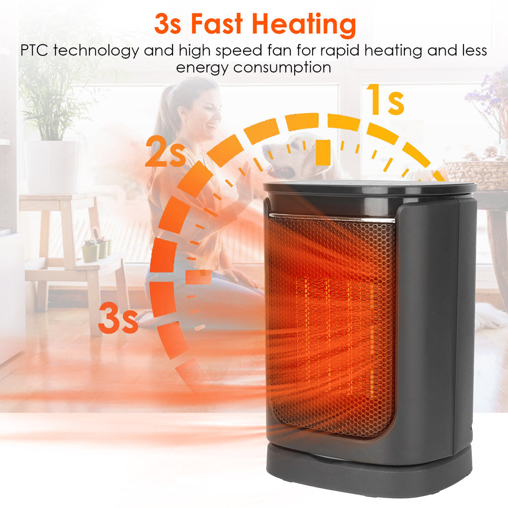 1500W Ceramic Space Heater — 3 Modes, 90° Oscillation, Remote Control & Tip-Over Protection — Prime Trend Market