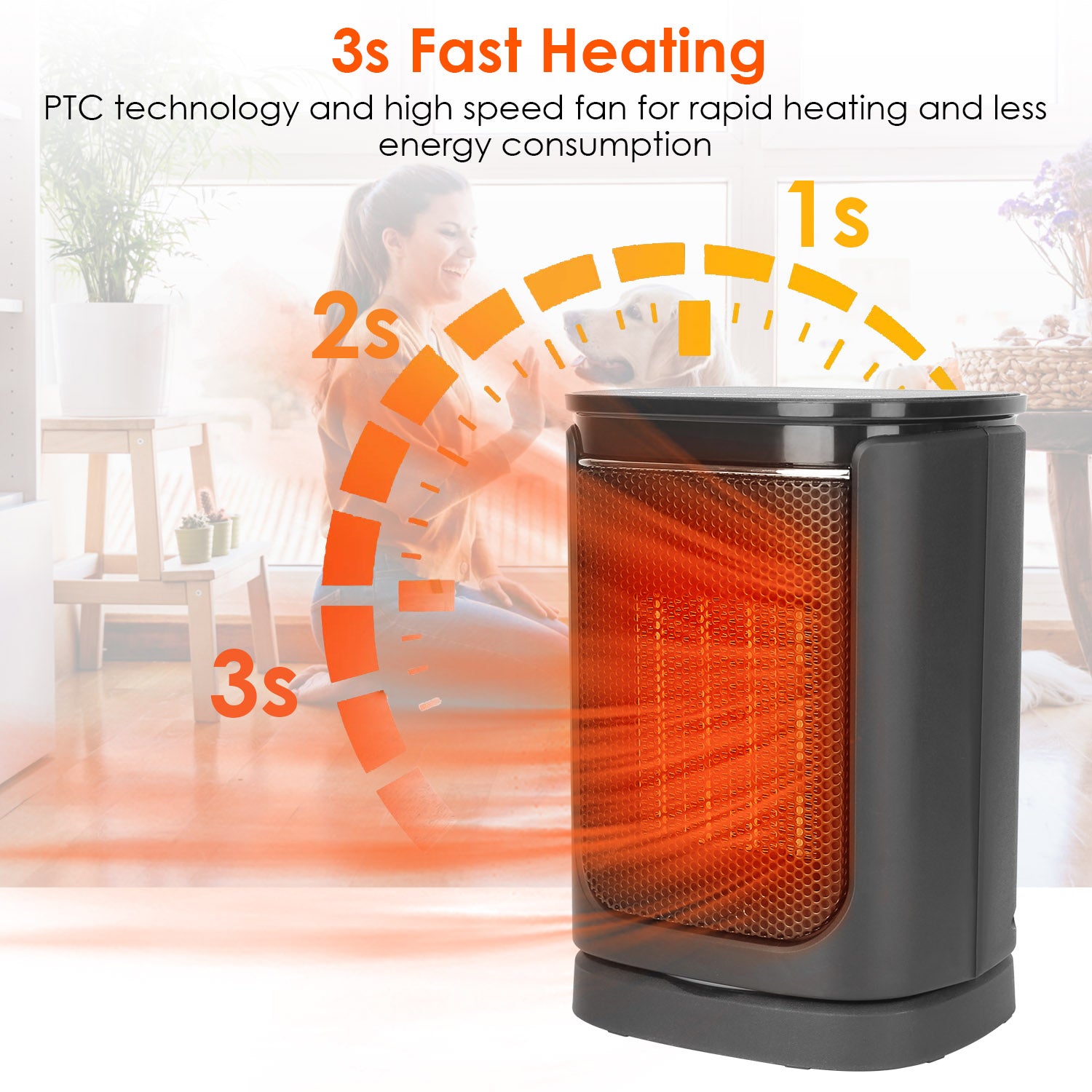 1500W Ceramic Space Heater — 3 Modes, 90° Oscillation, Remote Control & Tip-Over Protection — Prime Trend Market