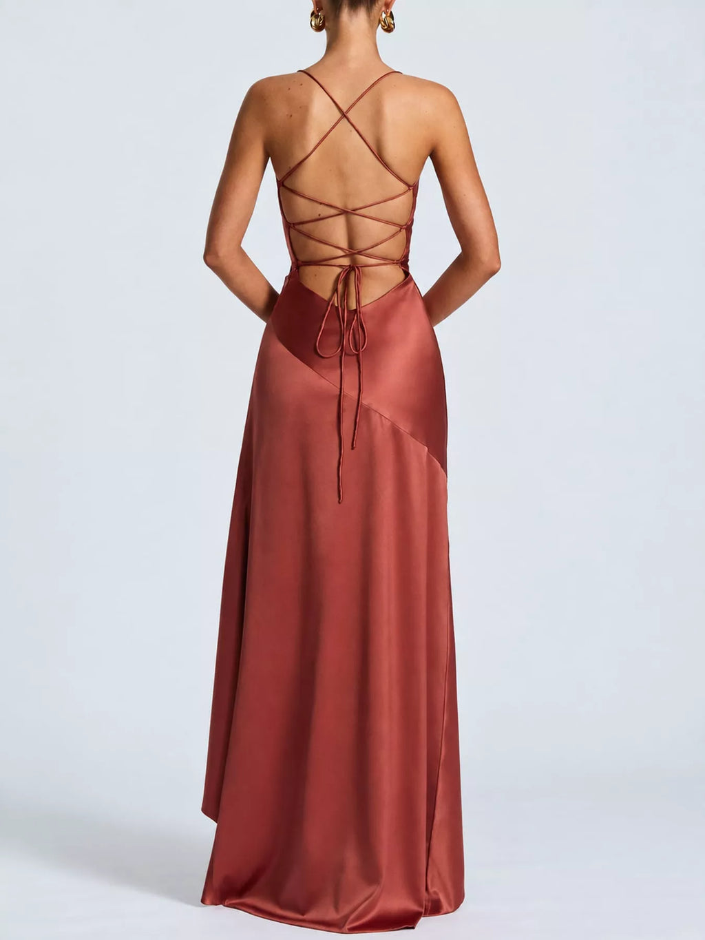 High-Low Ruffle-Hem Evening Dress