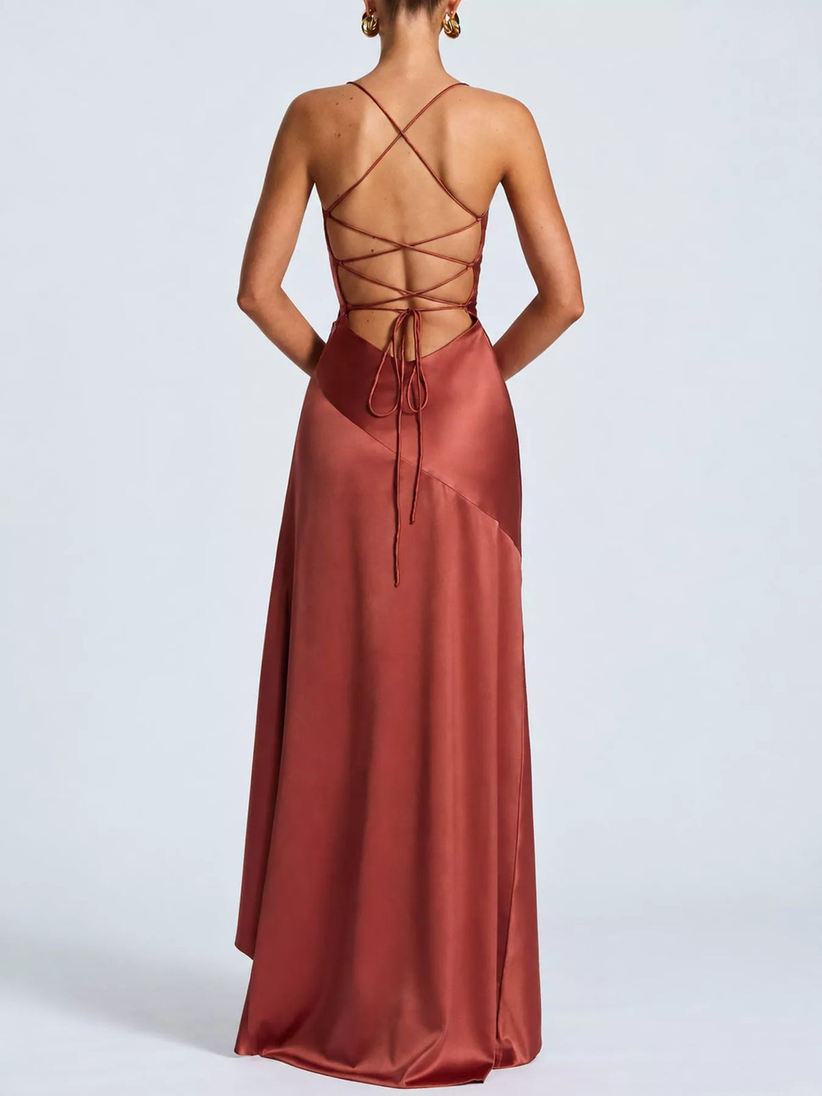 High-Low Ruffle-Hem Evening Dress