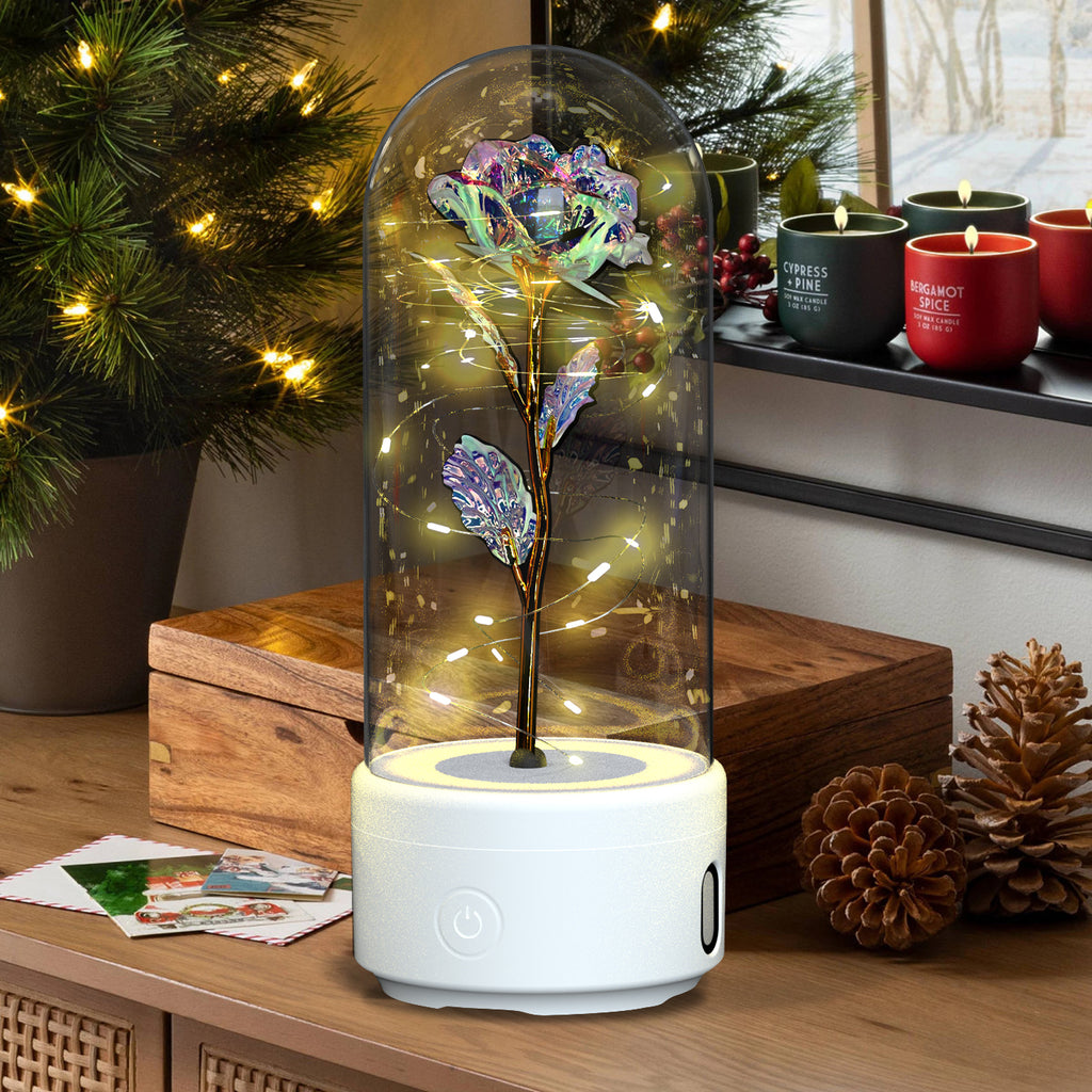 Rose LED Night Light in Glass Dome | Bluetooth Speaker | 10 Colors | Perfect Gift for Her — Prime Trend Market