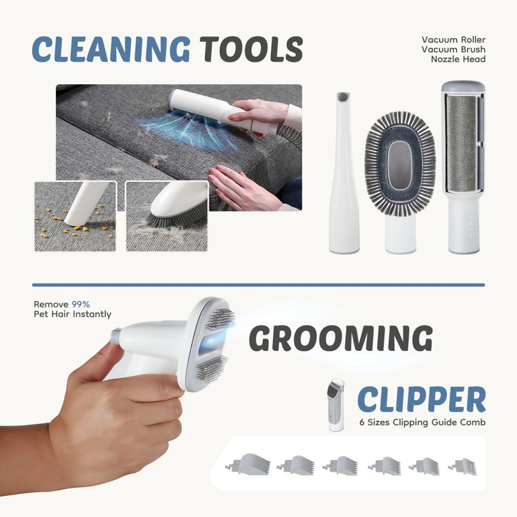 Professional Dog Grooming Clipper & Vacuum Kit | 2.5L Suction Cup, 3 Modes, 5 Tools, Low Noise | Cordless Pet Hair Trimmer — Prime Trend Market