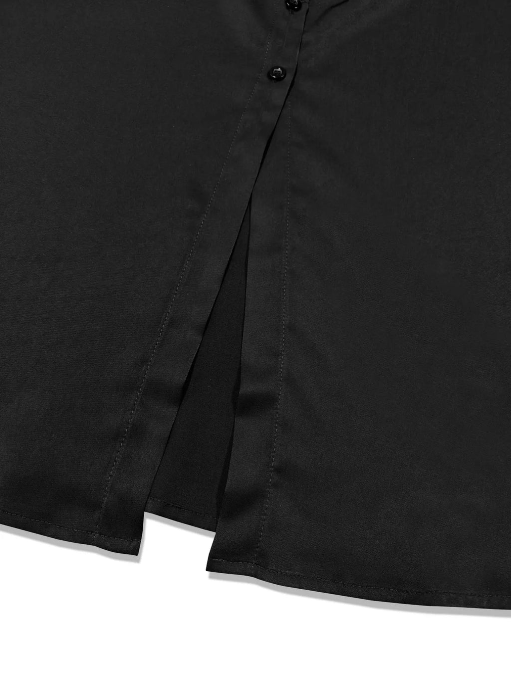 Black Button-Down Belted Midi Shirt Dress