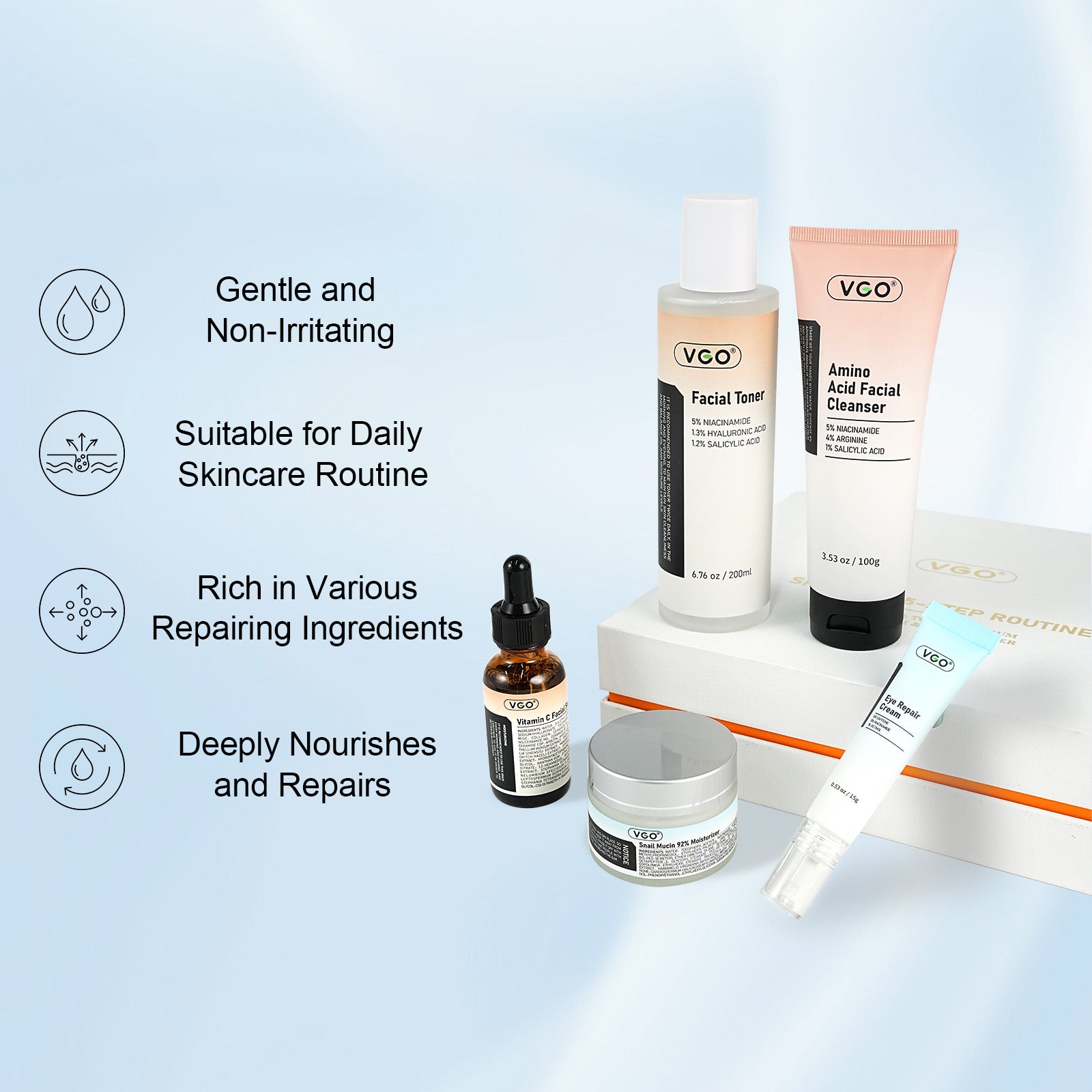 Complete Skincare Ritual Set — Cleanser + Toner + Serum + Eye Cream + Moisturizer — Prime Trend Market