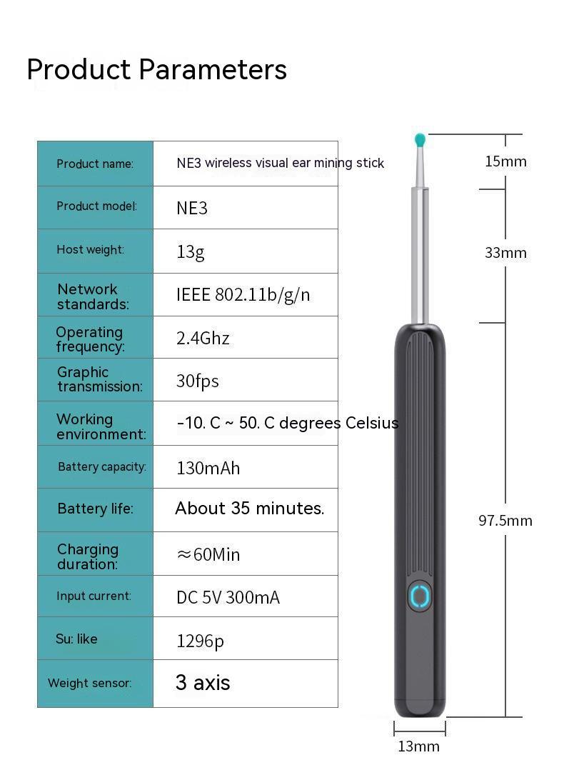 Wireless HD Ear Endoscope — Smart Luminous Ear Pick with 1296p Camera — Eliza & Tuan