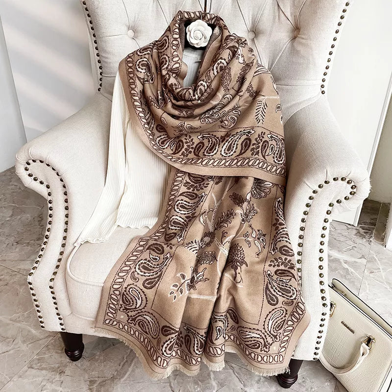 Printed Raw-Hem Polyester Scarf