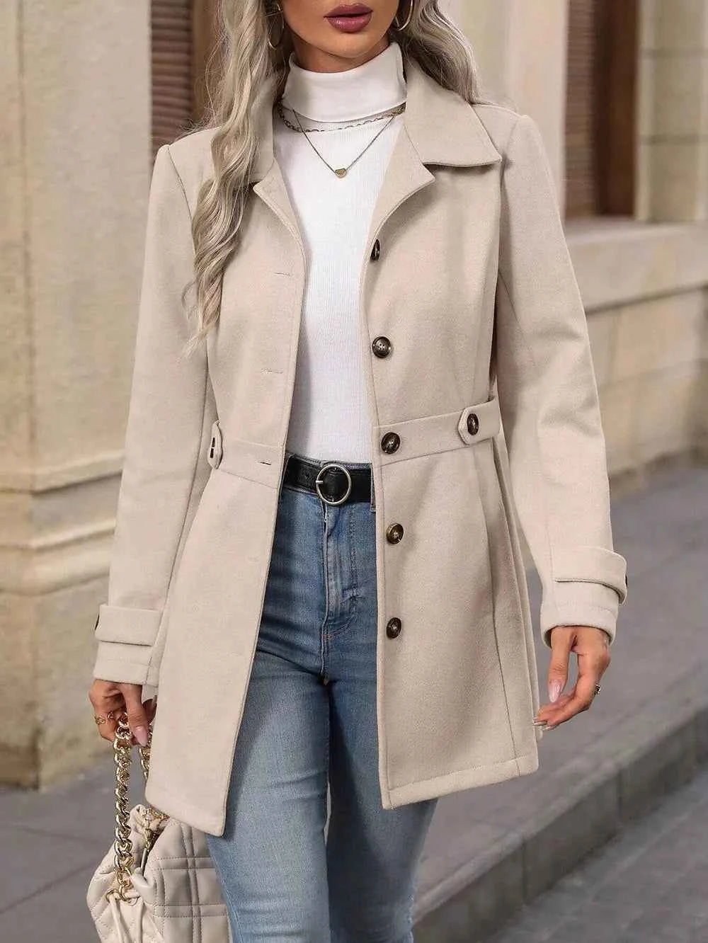 Collared Button-Front Coat