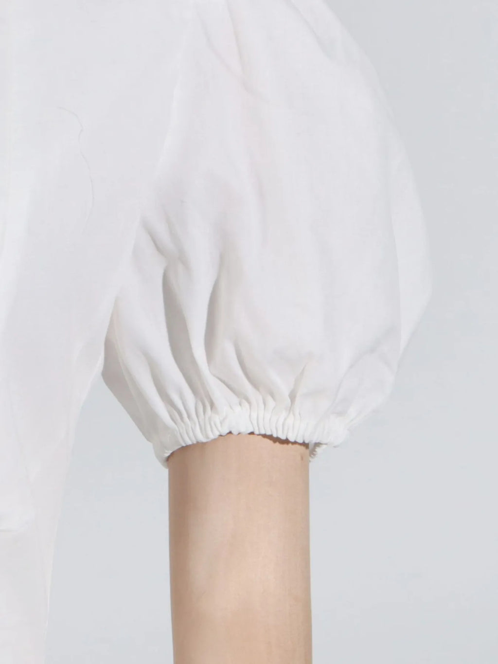 White Deep-V Puff-Sleeve Ruffle Mini Dress