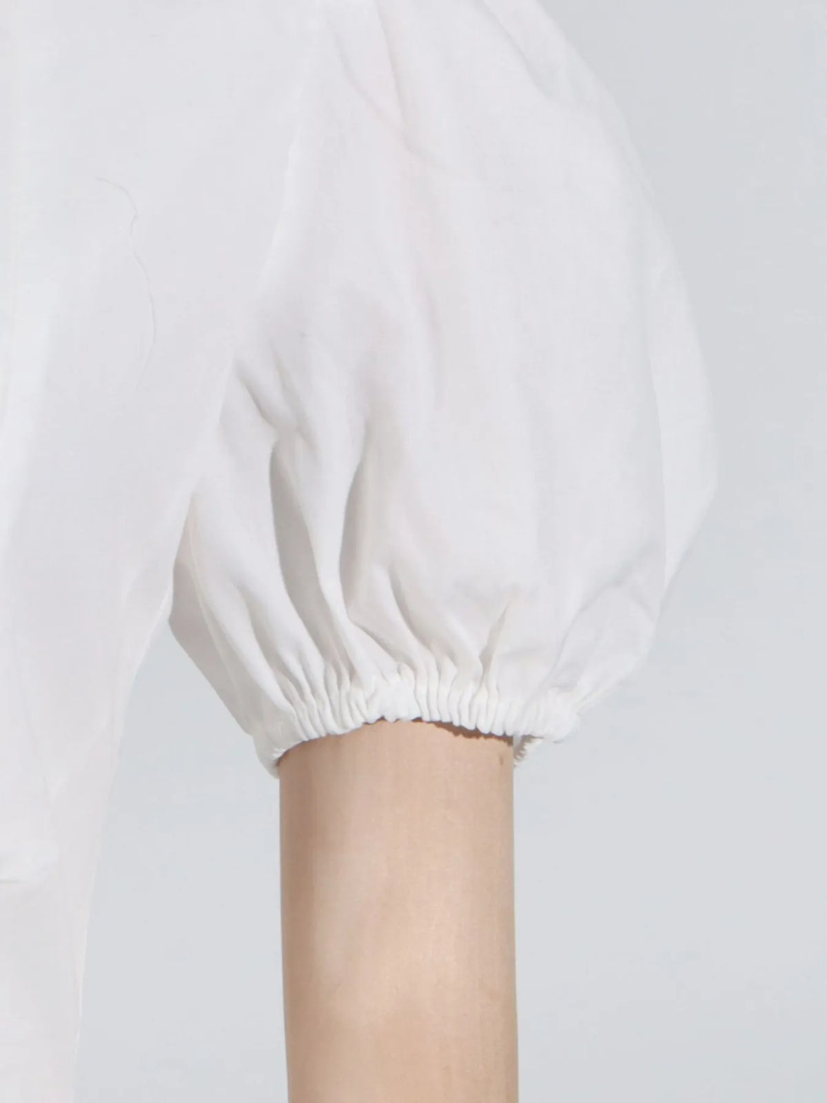 White Deep-V Puff-Sleeve Ruffle Mini Dress