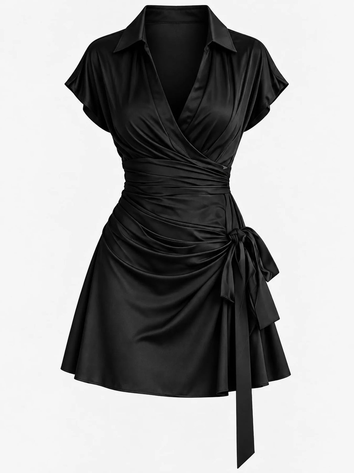 Tie-Detail Surplice Dress