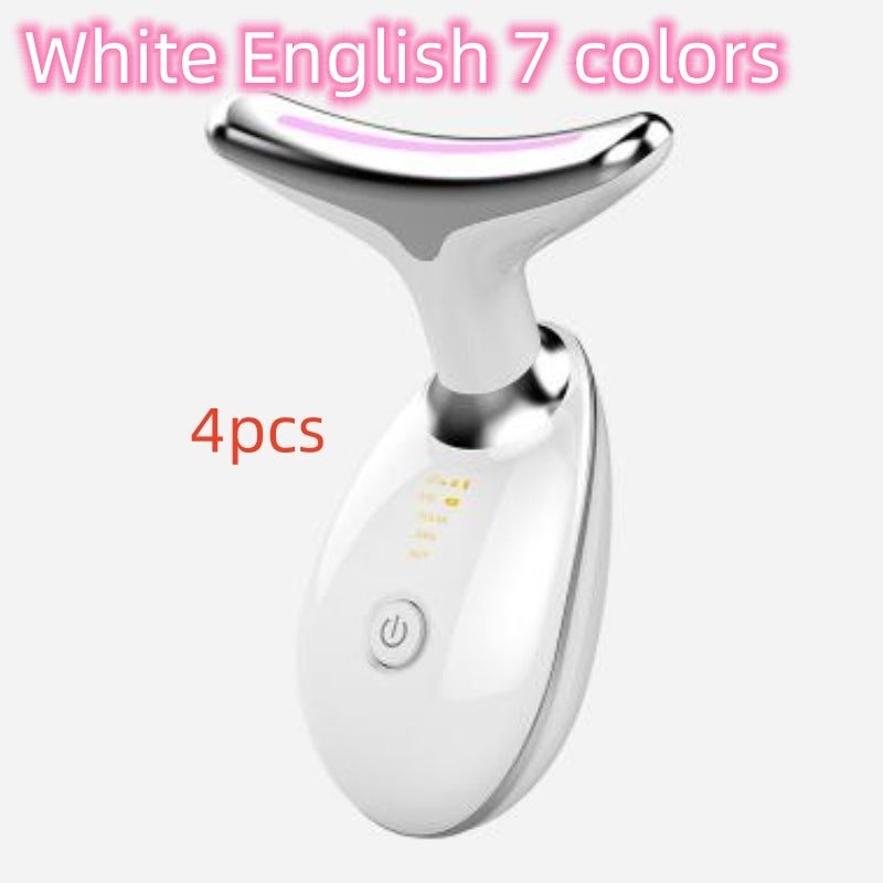 Luxury 7-Color LED EMS Face & Neck Beauty Massager — Negative Ion, Infrared, Ultrasonic Skin Rejuvenation — Eliza & Tuan