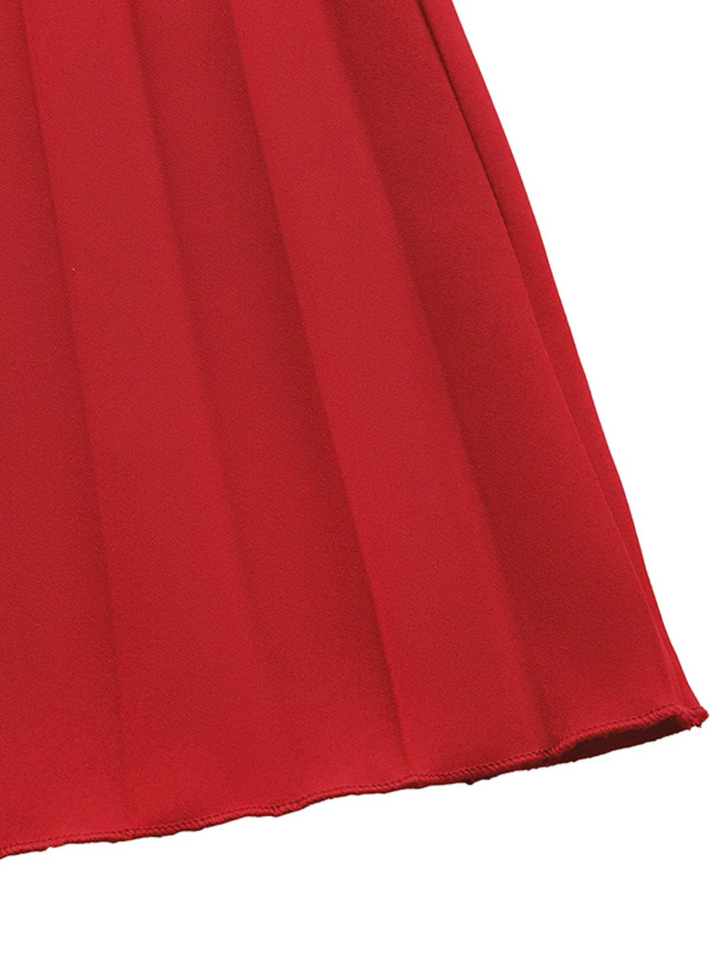 Red Off-Shoulder Ruffle Long-Sleeve Pleated Midi Dress