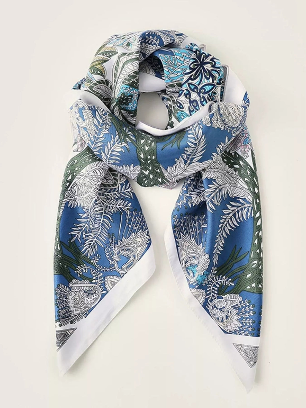 Blue Floral Print Scarf
