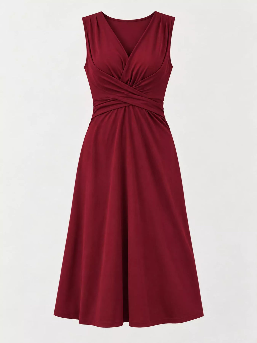 V-Neck Crisscross Ruched Dress, Long-Sleeve & Sleeveless, S–3XL