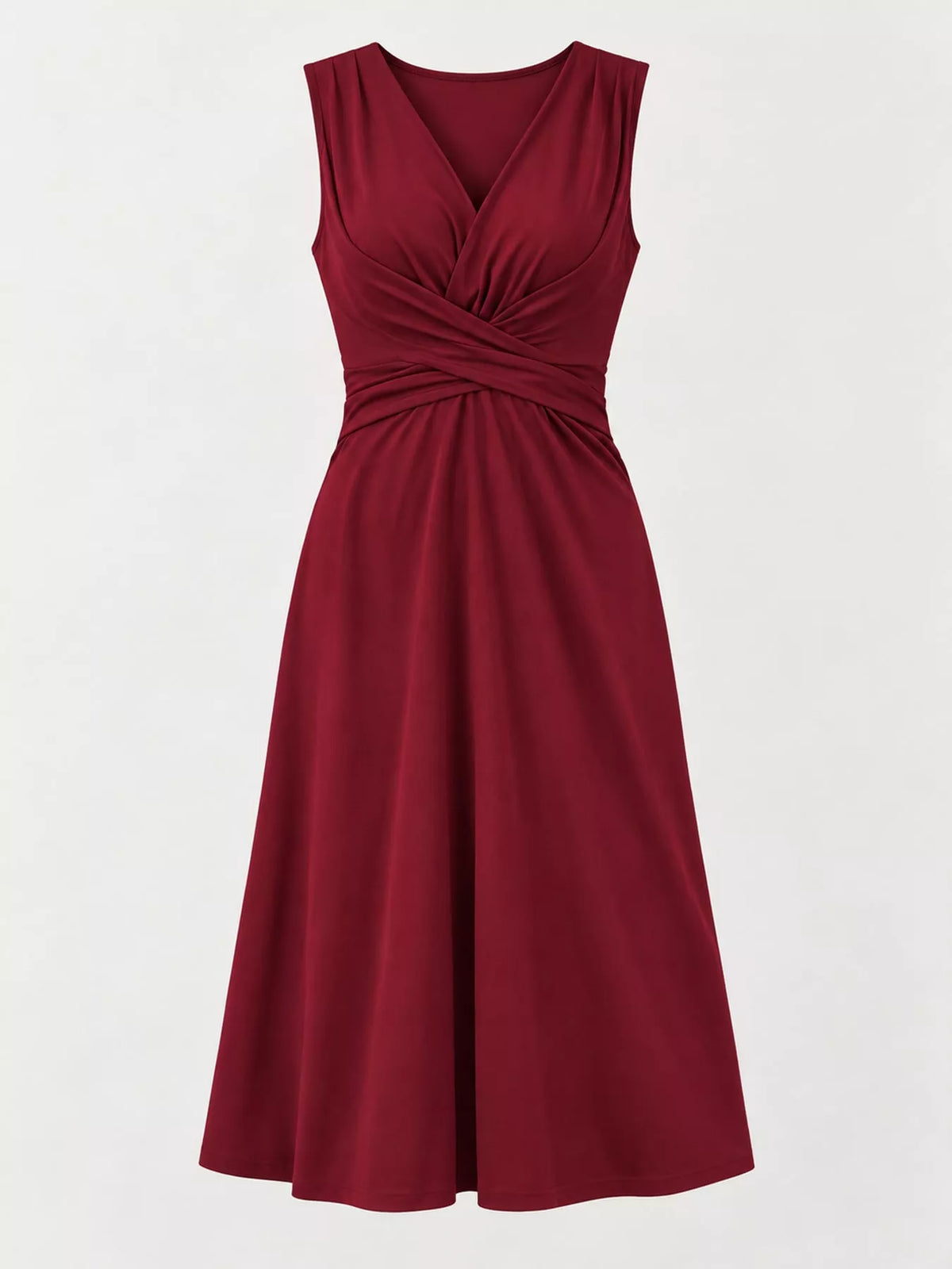 V-Neck Crisscross Ruched Dress, Long-Sleeve & Sleeveless, S–3XL