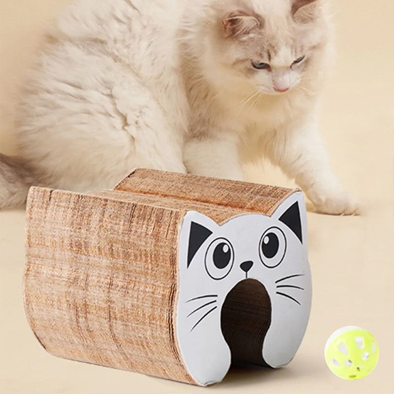 PawKurl Accordion Cat Scratcher Toy – 3-in-1 Honeycomb Scratcher, Bell Ball Track & Cat Bed — Prime Trend Market