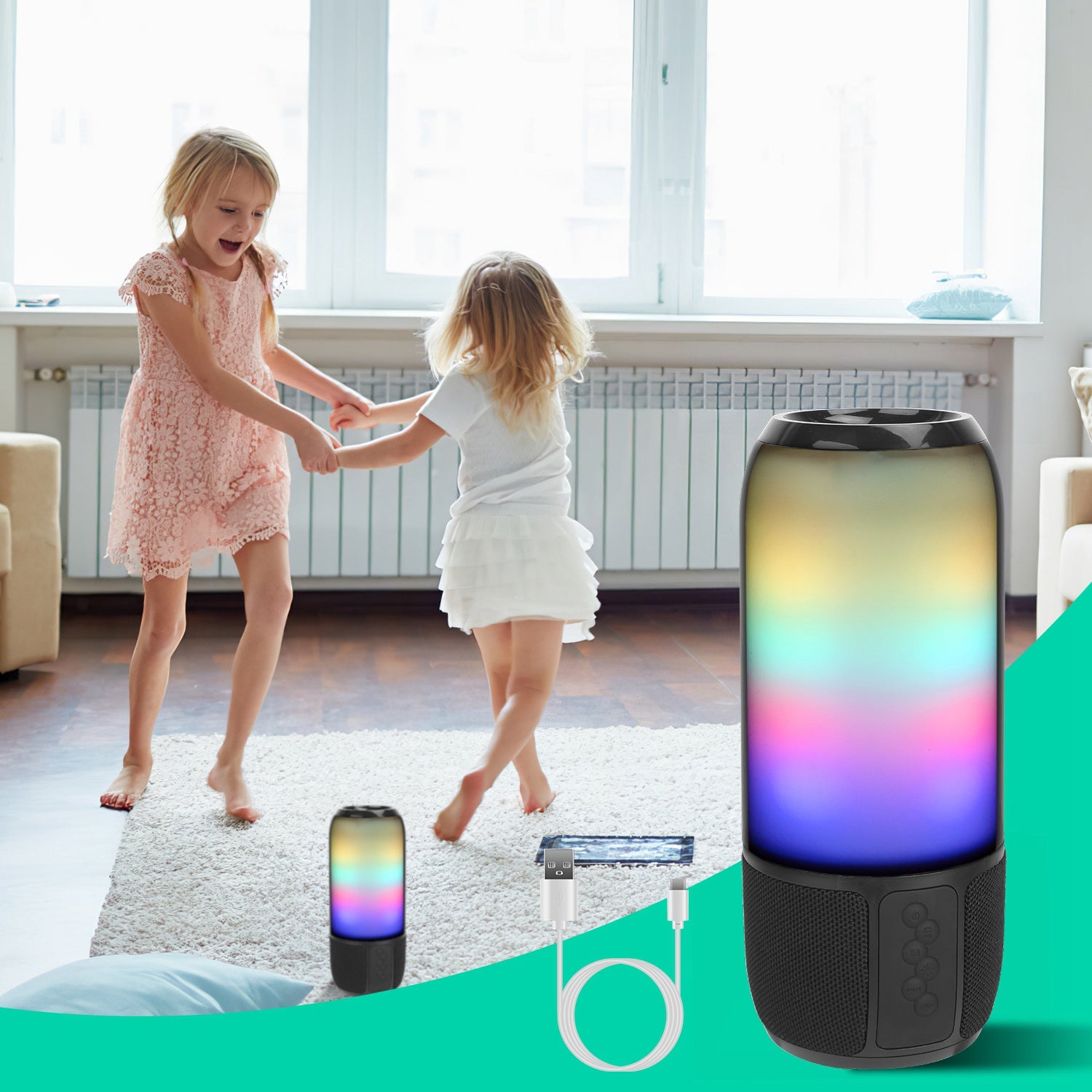 RGB Party Speaker — 6 Color Light Show, TWS Stereo, 10H Battery & Multi-Mode Playback — Prime Trend Market