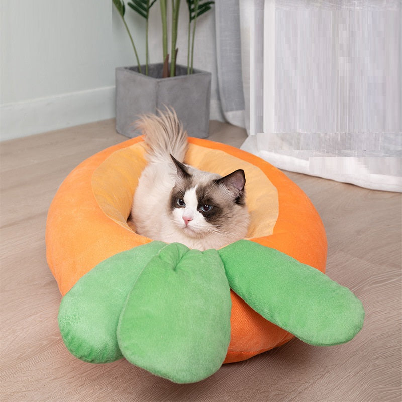 Premium Carrot Cat Pet Bed — Novelty Soft Cloth Kennel, Cozy & Cute, 2 Sizes — Prime Trend Market