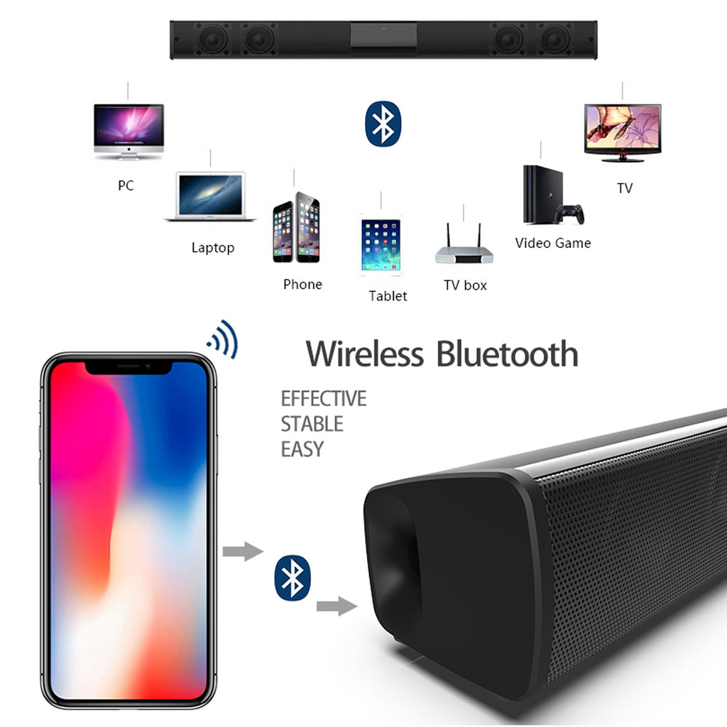 Home Theater Bluetooth Speaker System — 330mm & 550mm, Remote Control, Deep Bass, Black — Eliza & Tuan