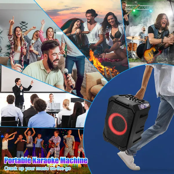 Portable Wireless Party Speaker | LED Light Show | 2 Wireless Mics | 80W Bass | Remote Control | TWS — Eliza & Tuan